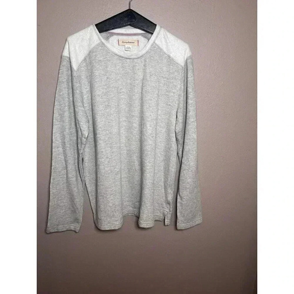 Tommy Bahama Sweater Top Womans XL Solid Gray Long Sleeve Crew Neck Pullover - Picture 1 of 7